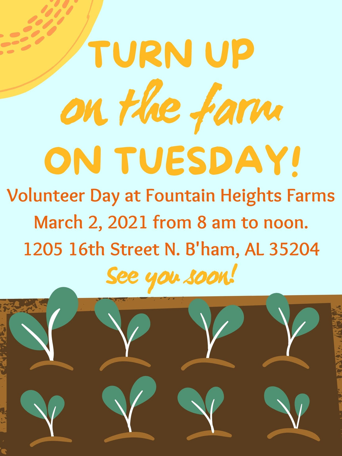 Tuesday, March 2 Volunteer day