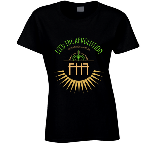 Feed The Revolution Black Fitted Ladies T Shirt