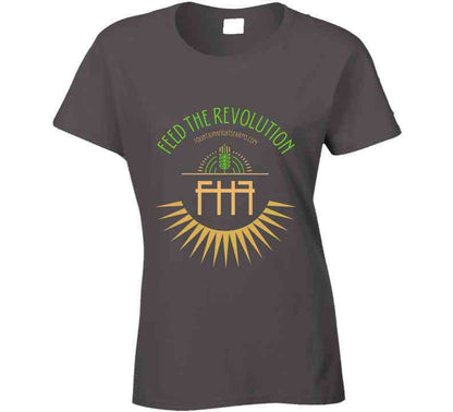 Feed The Revolution Black Fitted Ladies T Shirt